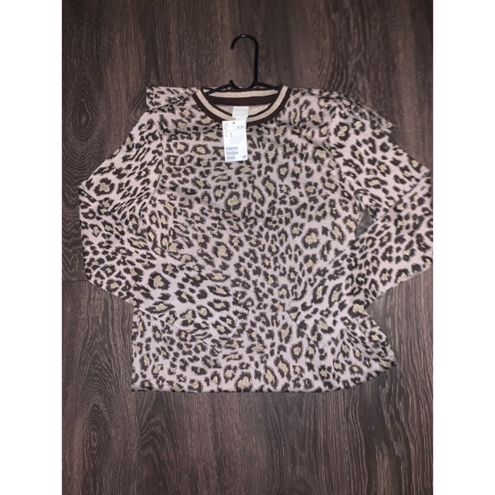 Leopard w/ Gold Metallic- Midi Long Sleeve Dress